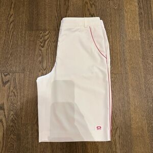 Escada Golf Women’s White Shorts w/ Pink Trim Size 34 | Made in Italy